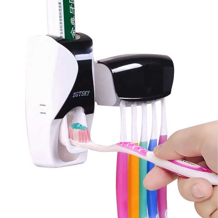 Automatic Toothpaste Dispenser Plastic Toothpaste Squeezer Dispenser UV Wall Mount For Bathroom Toothbrush Holder