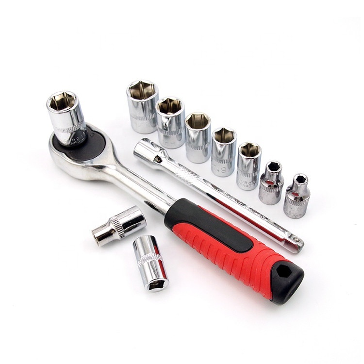 Hand Tools 12pcs Metric 1/4" DR 4-13mm CRV 72T Ratchet Wrench Socket Set