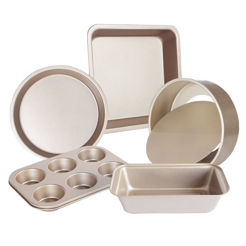 Wholesale Pancake Ring Tools Carbon Steel Round Blue Pink Gold Cake Bread Pan Grill Bakeware Baking Non Stick Bakery Pan Set 