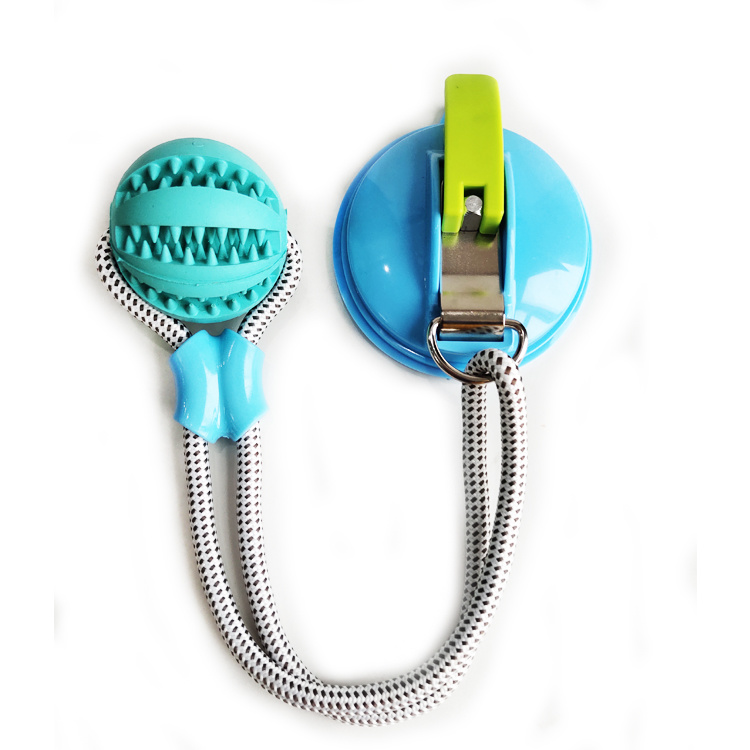 Eco-Friendly Interactive Rubber Dog Treat Ball Suction Cup Dog Pet Toys With Rope Ball