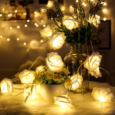 Best Selling Party Favors Wedding Valentine's Decoration Rose Flower Battery/USB Led String Light