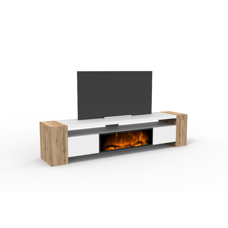 Luxury Ivory White Mdf TV Stand Electric Fireplace, YSL-EFP-332