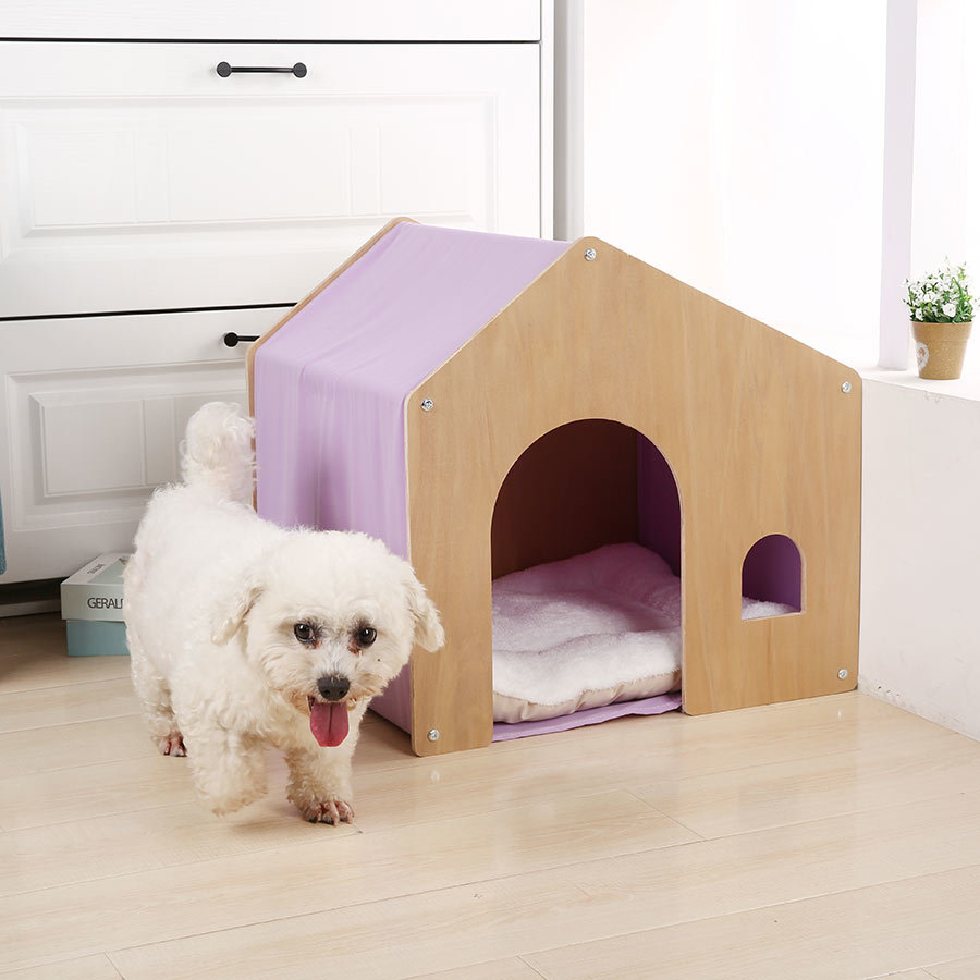 Wooden Cat Dog House With Cushion,H96-1