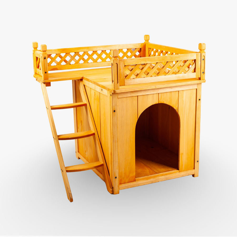 Outdoor Flat roof and ladder Wooden Dog House, YSL24077