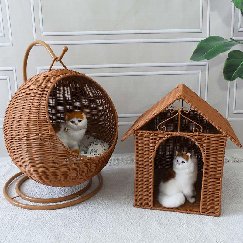 Hanging Swing Hammock Rattan Pet House, YSL240327