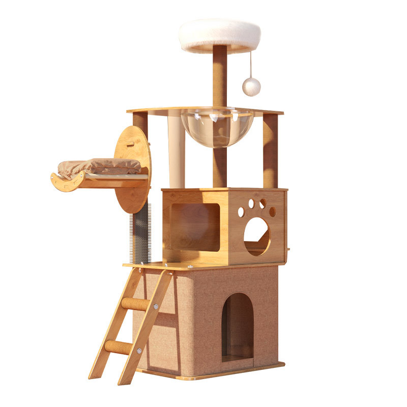 Wood Color Cat Tree Tower With Multi-Layer Platform,Y-21B