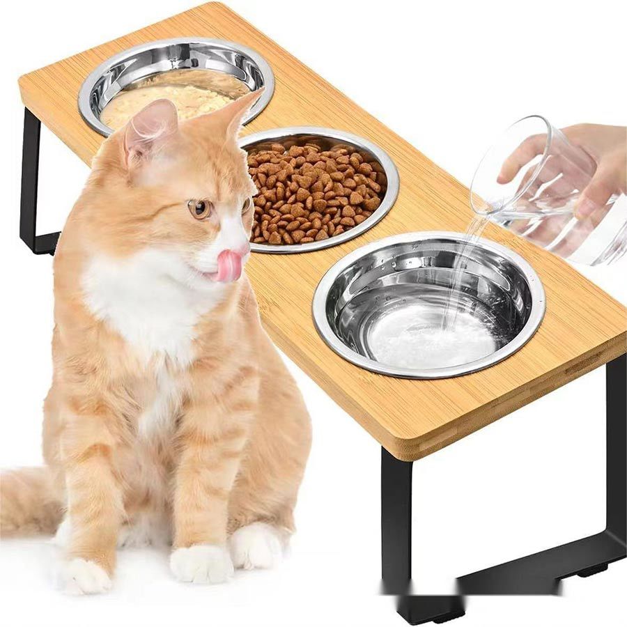 Durable pet triple bowls