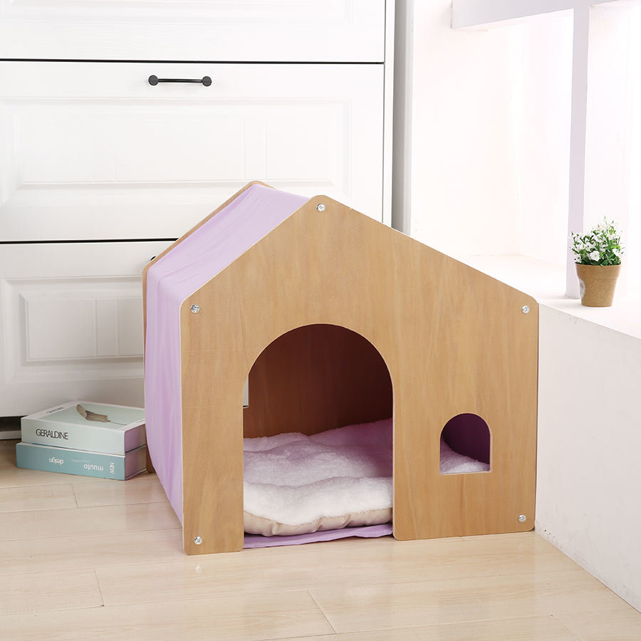 Wooden Cat Dog House With Cushion,H96-1