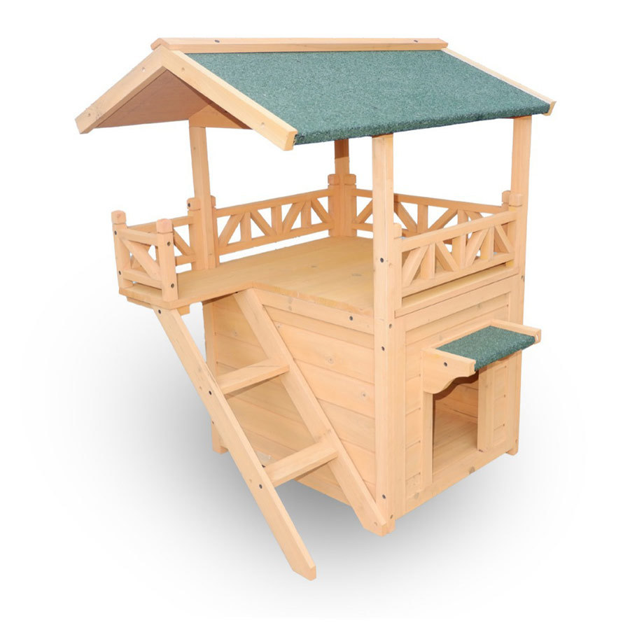 Outdoor Wooden Dog Kennel With Balcony, YSL24071