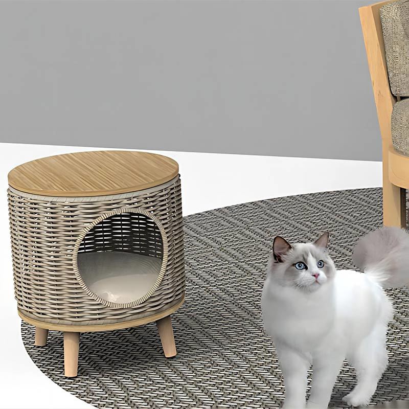 Warm Semi-Enclosed Rattan Kennel, YSL240334