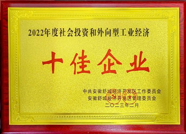 2022年度社會投資和外向型工業經濟 十佳企業 2022年度社會投資和外向型工業經濟 十佳企業