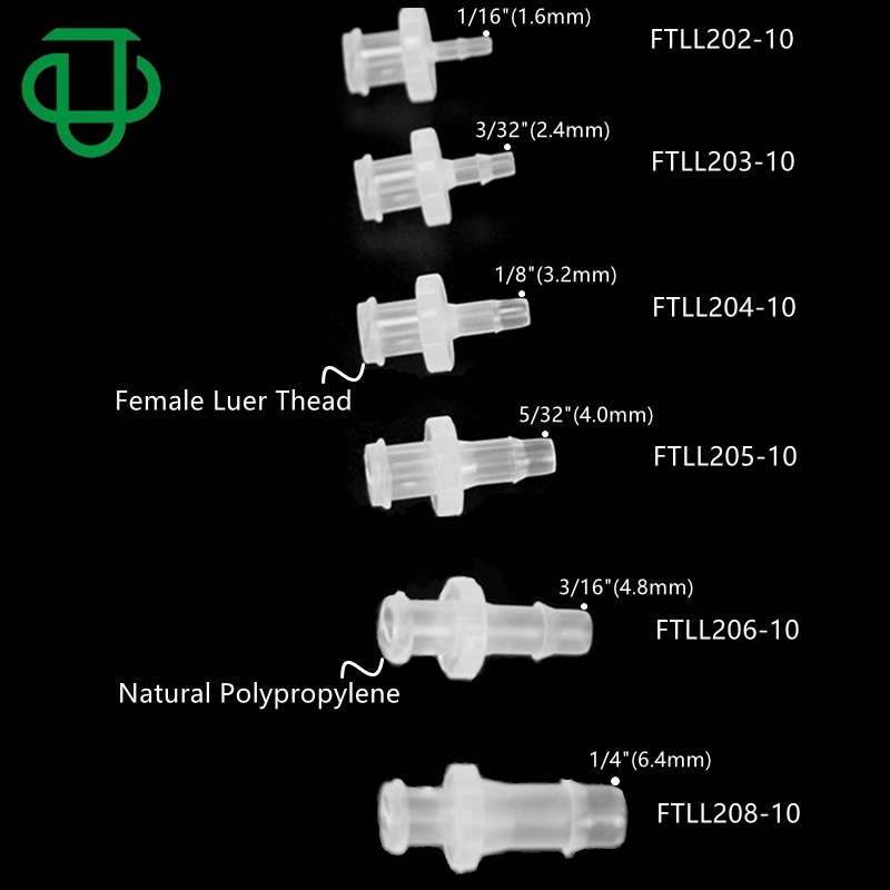1/16 (1.6mm) ID Tubing Mount Fittings Plastic Female Luer Lock to
