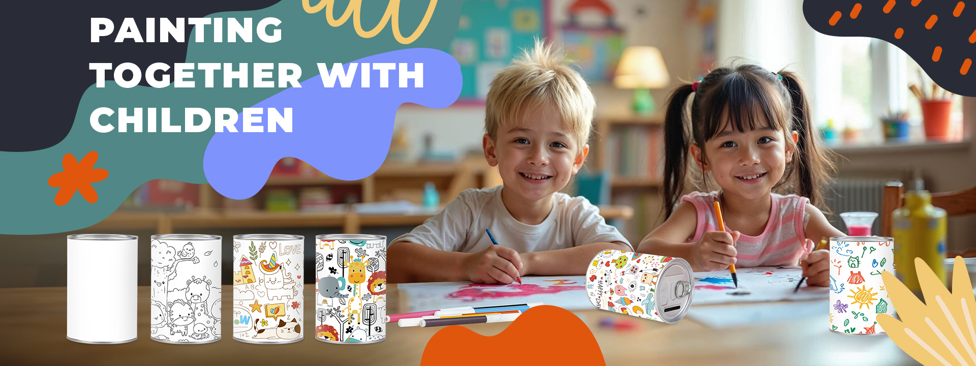 Painting Together With Children