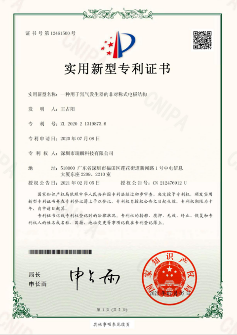 一种用于氘气发生器的非对称式电极结构