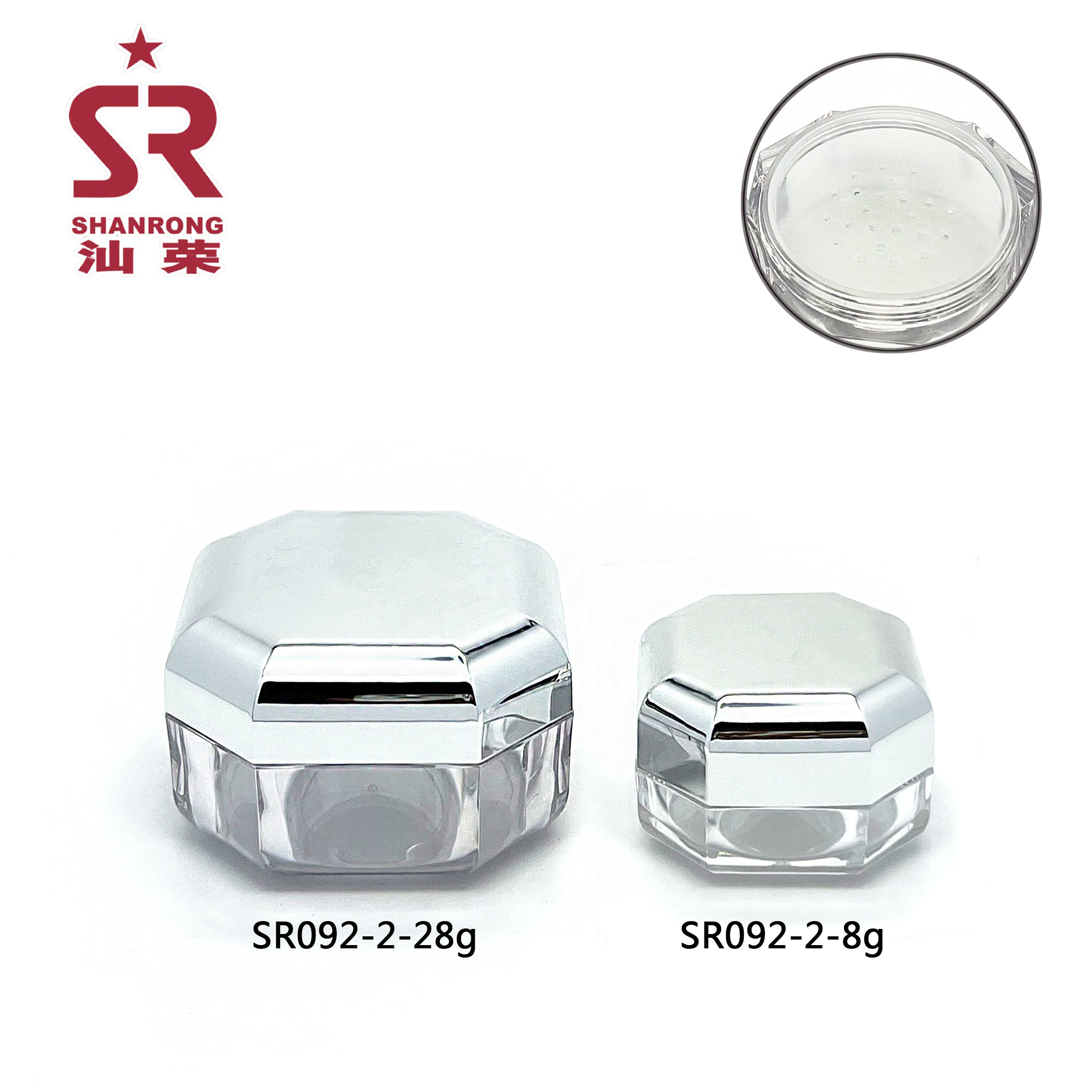SR092-2 28g 8g 八角透明散粉蜜粉盒