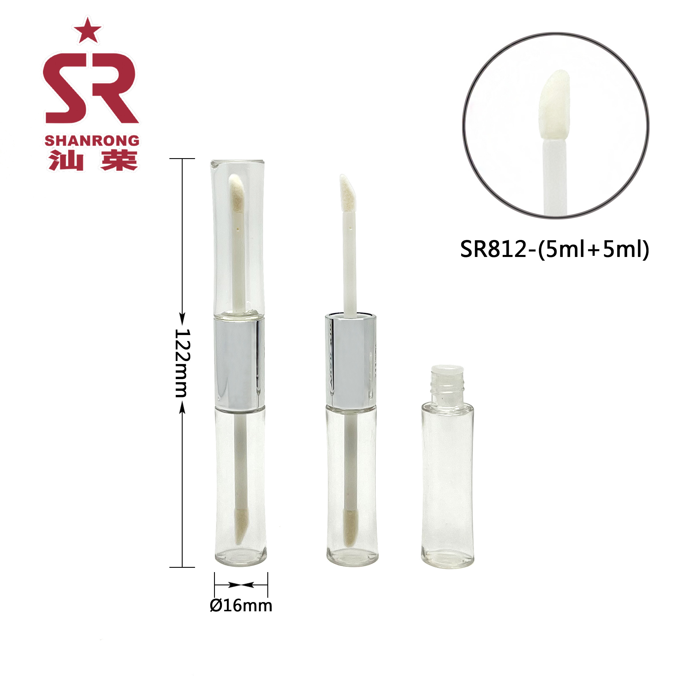SR812 5ml+5ml 双头唇彩管 唇釉空管口红管