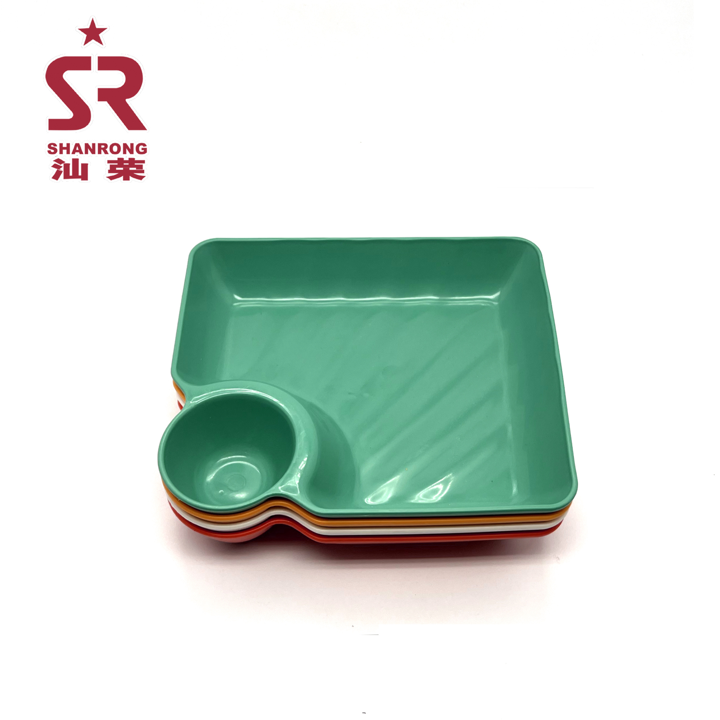 SR380 方形塑料带酱料碟饺子盘 菜盘小吃盘