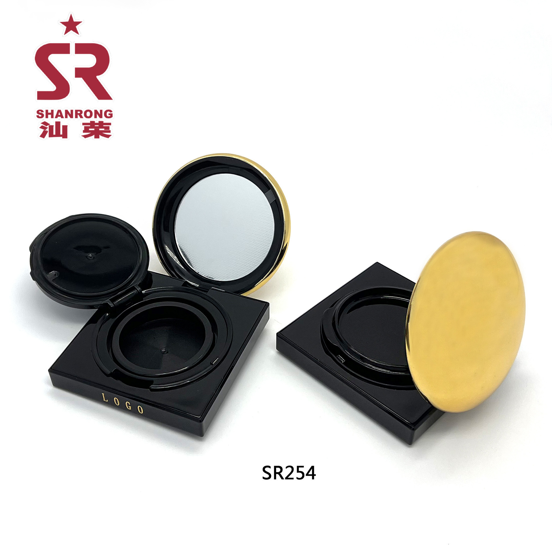 SR254 方形圆盖气垫粉饼盒 定妆蜜粉盒 气垫BB霜盒