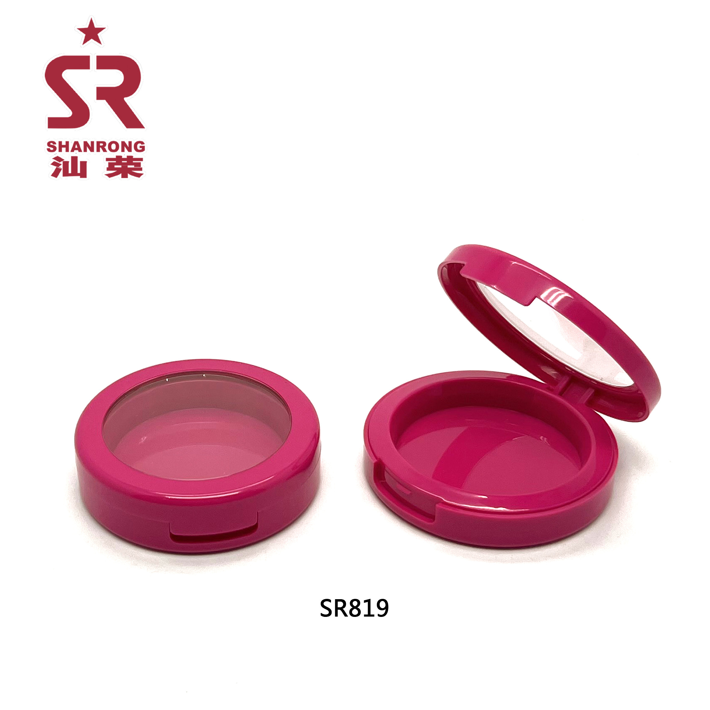 SR819 圆形翻盖腮红盒 高光修容粉饼盒 眼影盒子