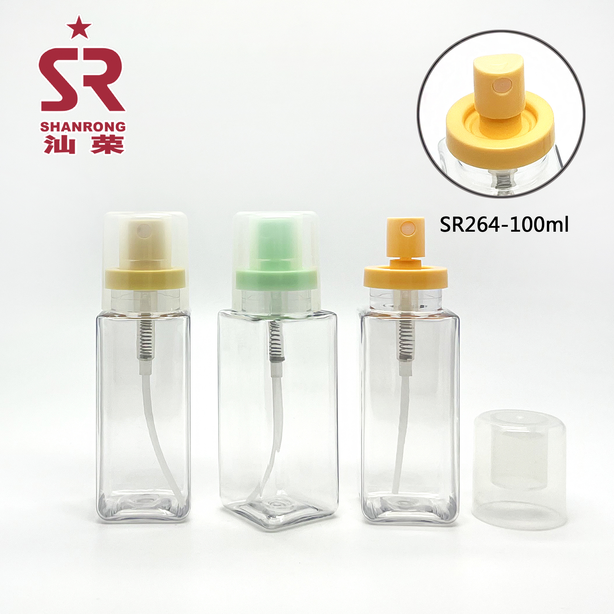 SR264 100ml PET透明方形喷雾瓶 按压乳液瓶