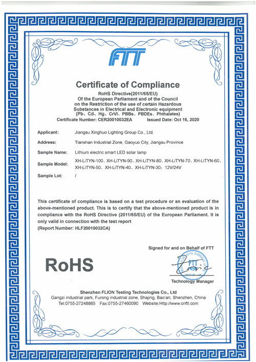 2020 New ROHS Certificate