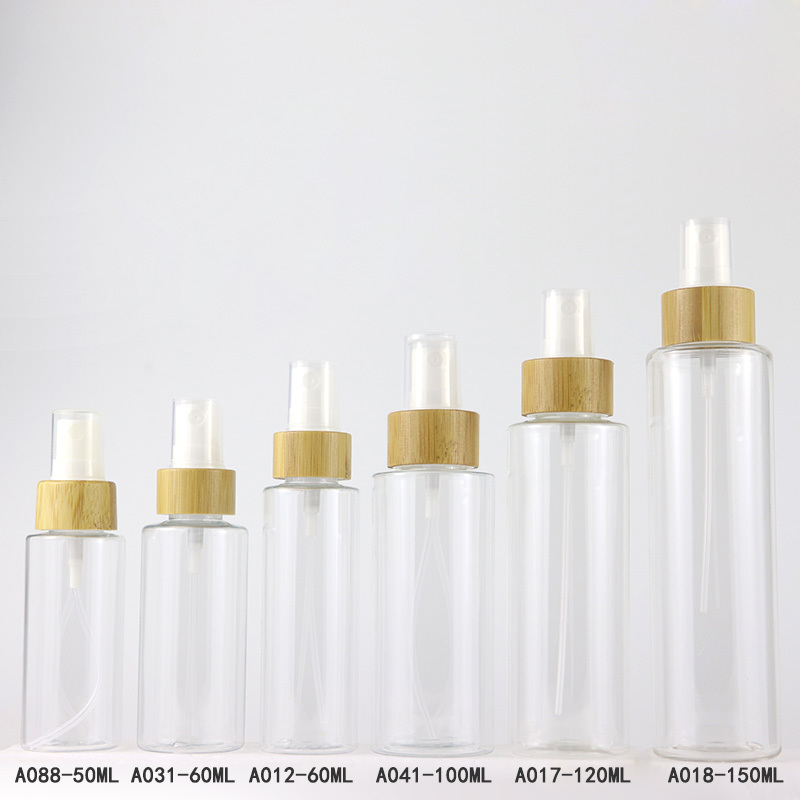 Bottle with Bamboo cap/sprayer/lotion pump