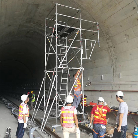 Aluminium quick stage suspended scaffold work platform for Guangzhou Subway Tunnel