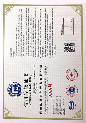 信用等級(jí)證書