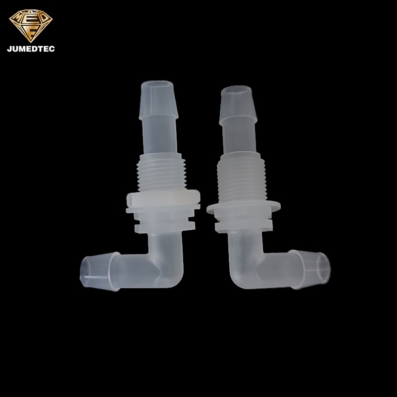 Factory Wholesale 7/16-24UNS Thread To 1/4" 5/16" Panel Mount 90 Degree 2 Ways Elbow Bulkhead Connector Hose Barb Tube Fitting