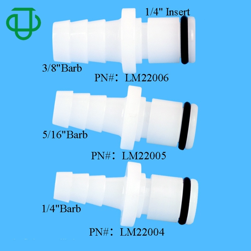 White POM/NBR 1/4" 5/16" 3/8" Hose Barb Non-Valved Quick Disconnect Medical Tube Connector For Water Calculation