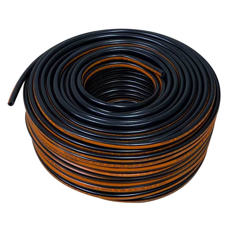 OEM Marca personalizada Gran oferta MANGUERA DE GAS 1/4x80M Negra con raya naranja para uso en cocina casera 500psi Presion