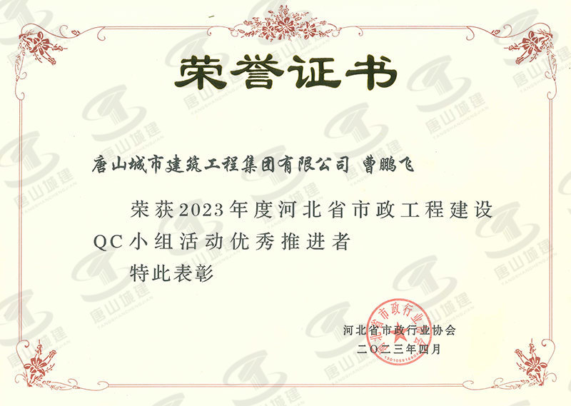 2023QC小組活動優(yōu)秀推進(jìn)者--曹鵬飛