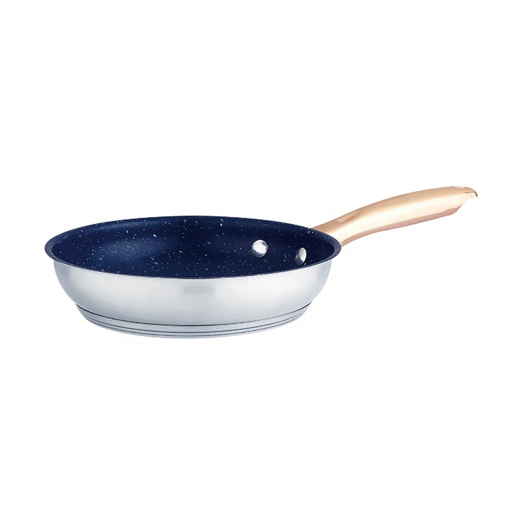 Factory Customized Rotating Restaurant Fry Pans Stainless Steel Nonstick Frying Pan With Lid