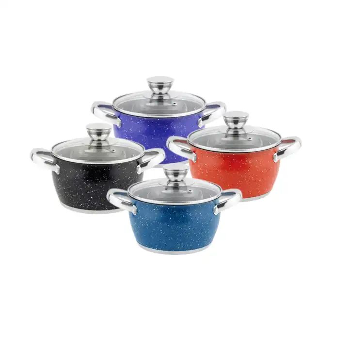 Durable Non Stick Cooking Casserole Fancy Colorful Cookware Set Induction Stainless Steel Cooking Pot For Kitchen