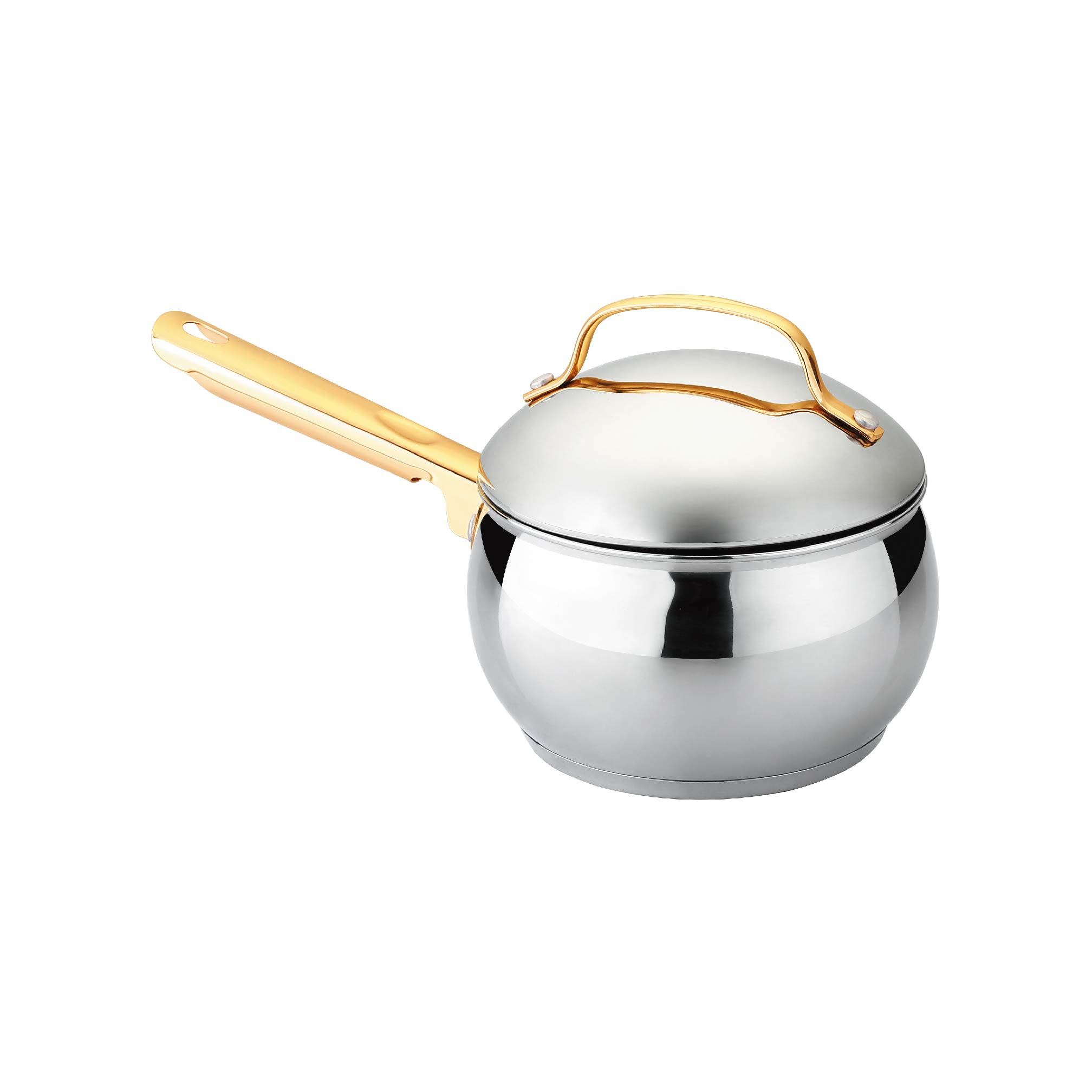 Hot Selling Non Stick Saucepan Pot Cooking Pot Gold  Stainless Steel Saucepan With Airtight Lid