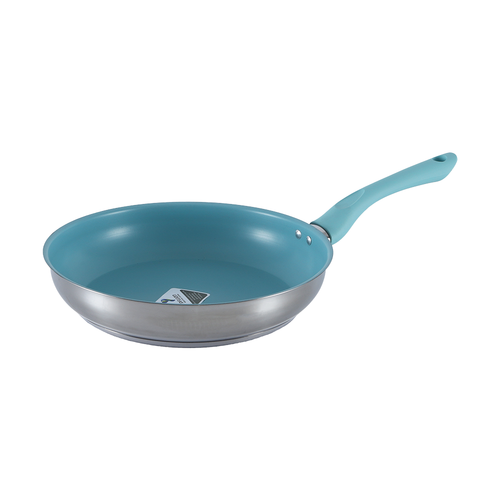 Manufacturer Blue Single Handle Gas Stove Fries Pan Stainless Non Stick Frying Pan For Restaurant