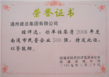 2008年度南通市民營企業(yè)500強