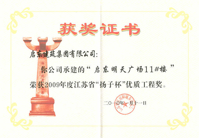 2009年度明天廣場(chǎng)11號樓江蘇省揚子杯