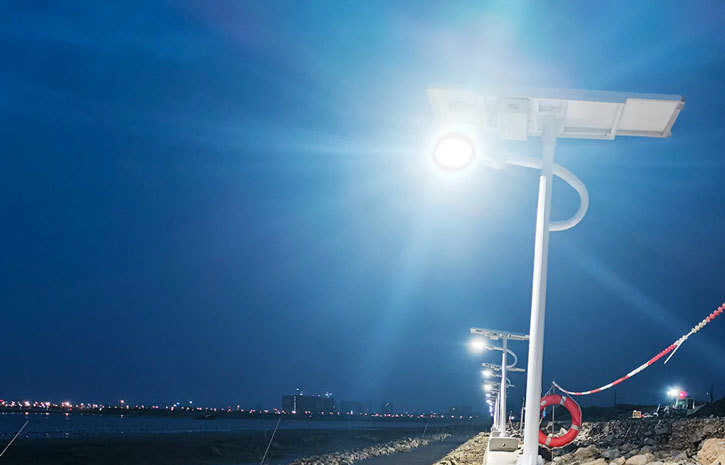 Shajing coastline in the hinterland of the bay area glittered with light