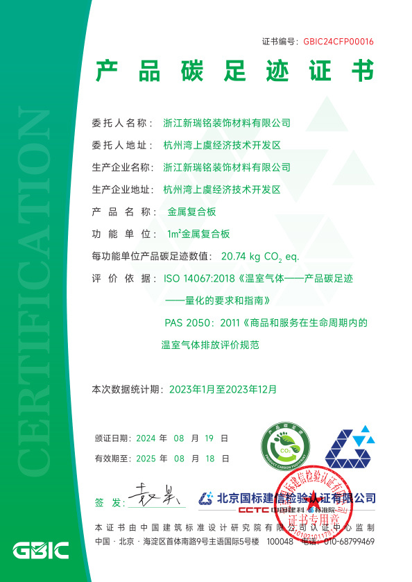 Product Carbon Footprint Certificate