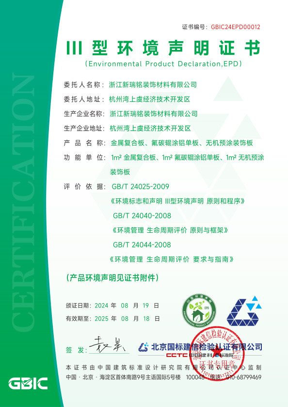 Type III Environmental Declaration Certificate