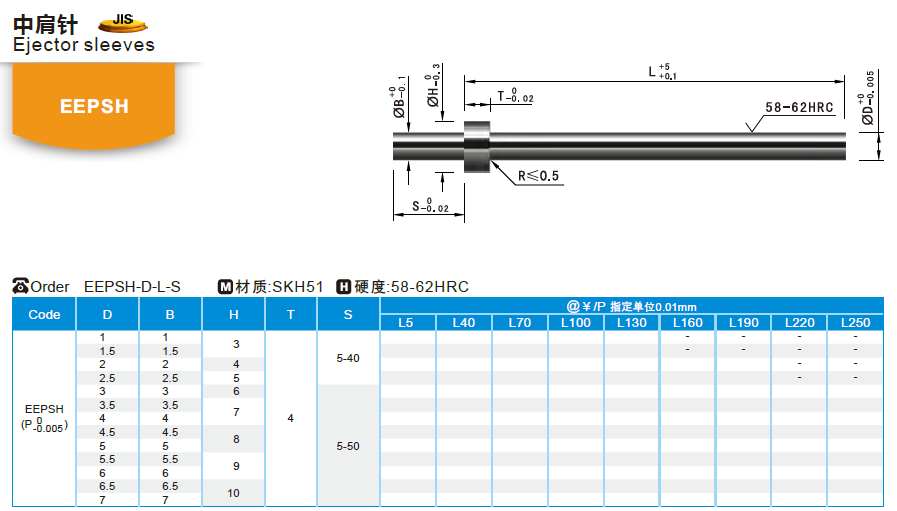 【開模師】模具配件模具頂針EEPSH 頂針SKH51