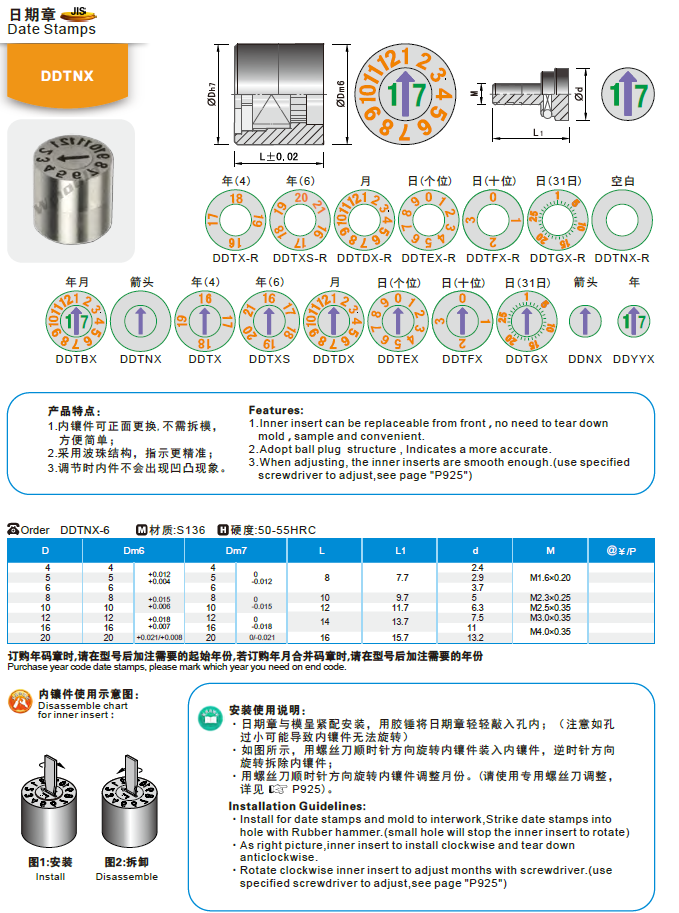 【開模師】模具配件日期章DDTNX