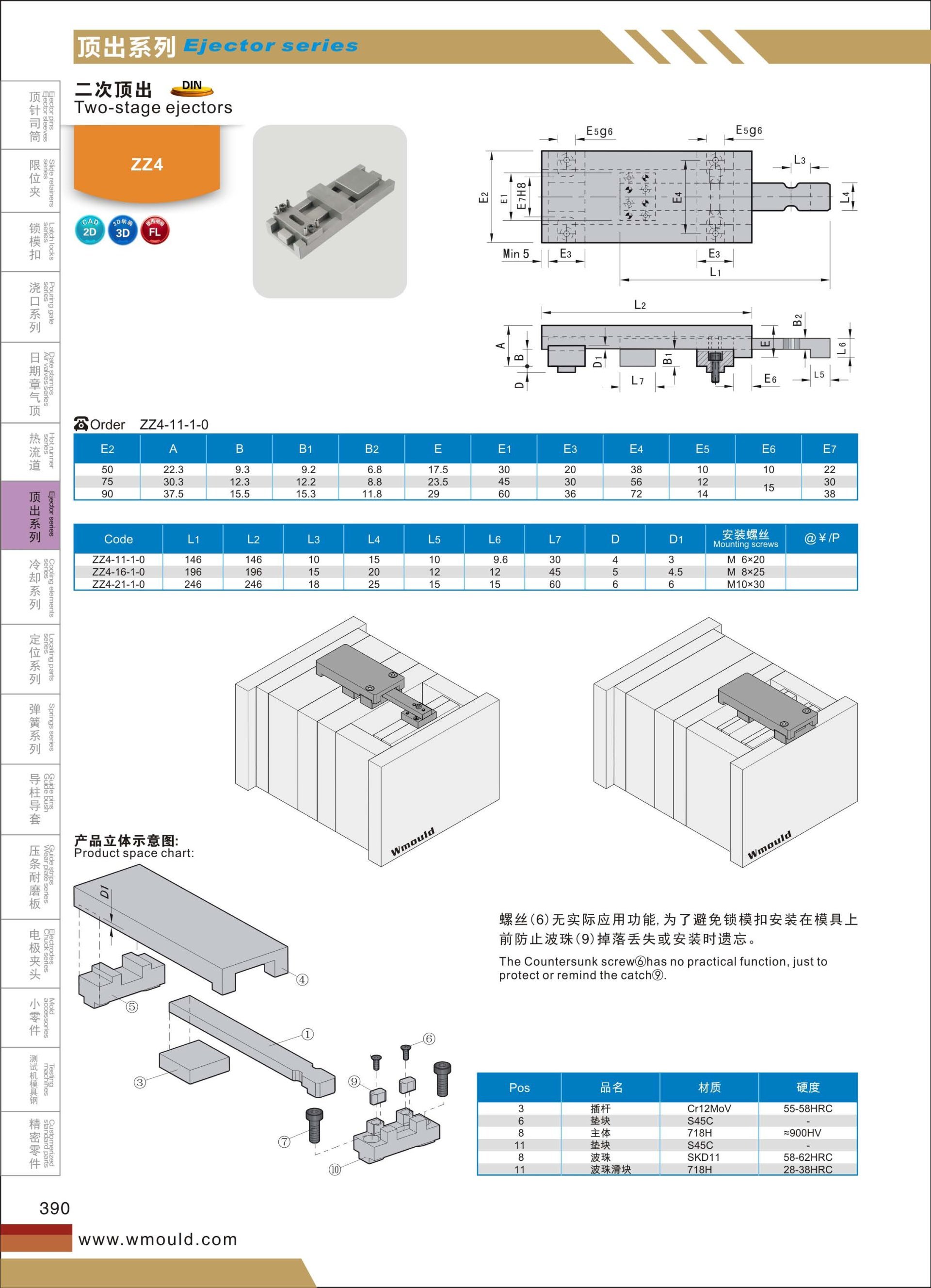 开模师与您分享塑胶模具配件二次顶出ZZ7