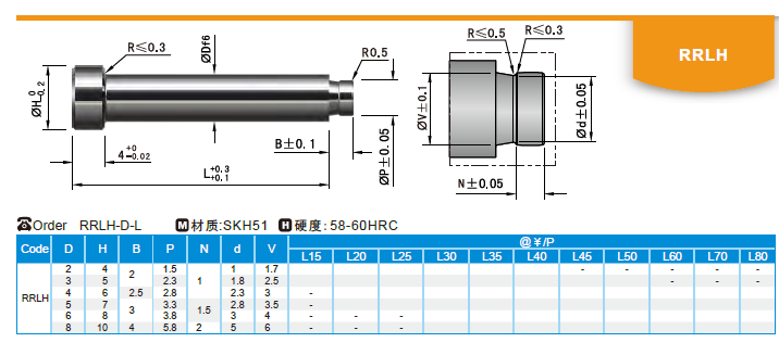 【开模师】模具配件拉料销RRLH