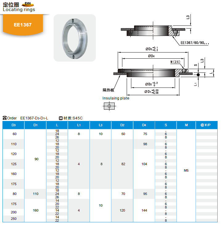 【開模師】模具配件定位圈EE1367