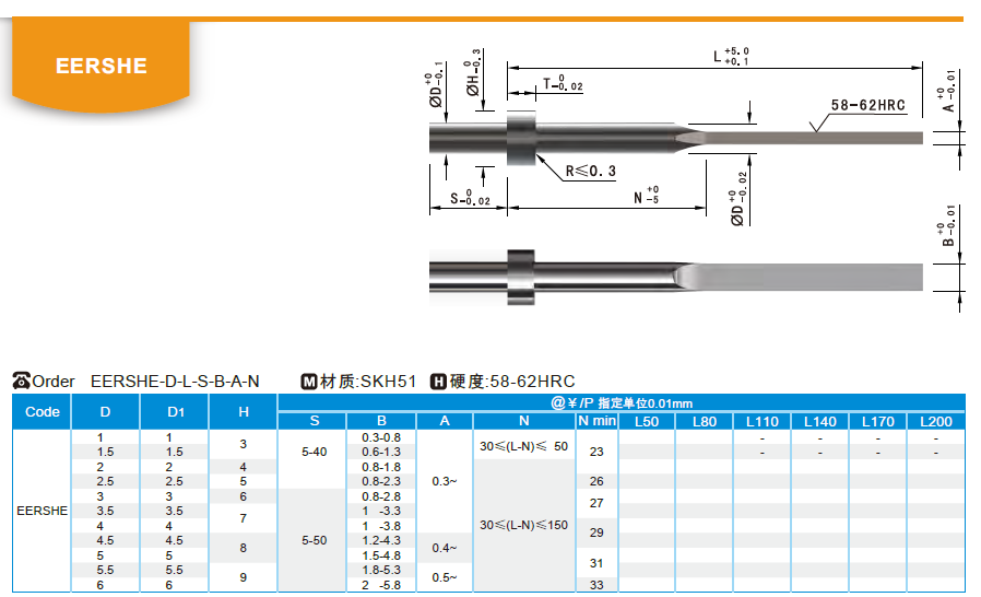 【開(kāi)模師】模具配件模具頂針EERSHE