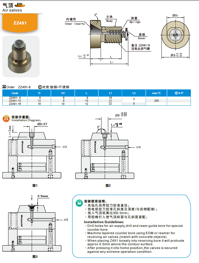 【開模師】模具配件氣頂ZZ491