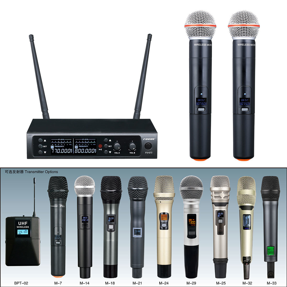 sell well dual channels 400m Long uhf wireless microphone