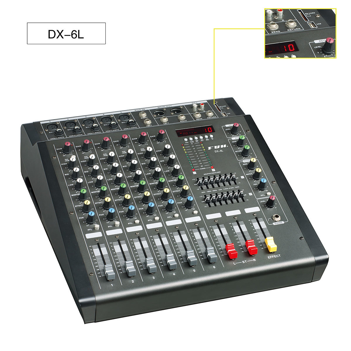 6 channels power mixer